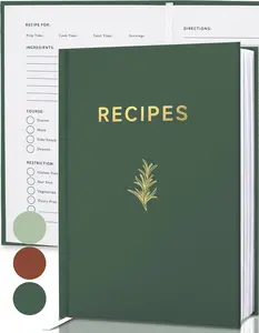 Perfect Blank Recipe book - Write in Your Own Recipes,Organize Your Recipes- Waterproof Cover and 50 Blank Pages Recipe Notebook (olive-green)