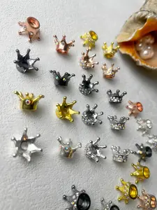 10pcs Alloy Rhinestone Crown Beads, 1.8cm Size, Perfect for DIY Jewelry Making Supplies, Elegant Style, Diy With Charms, Diy Jewelry Decoration, Diy Beading Accessories