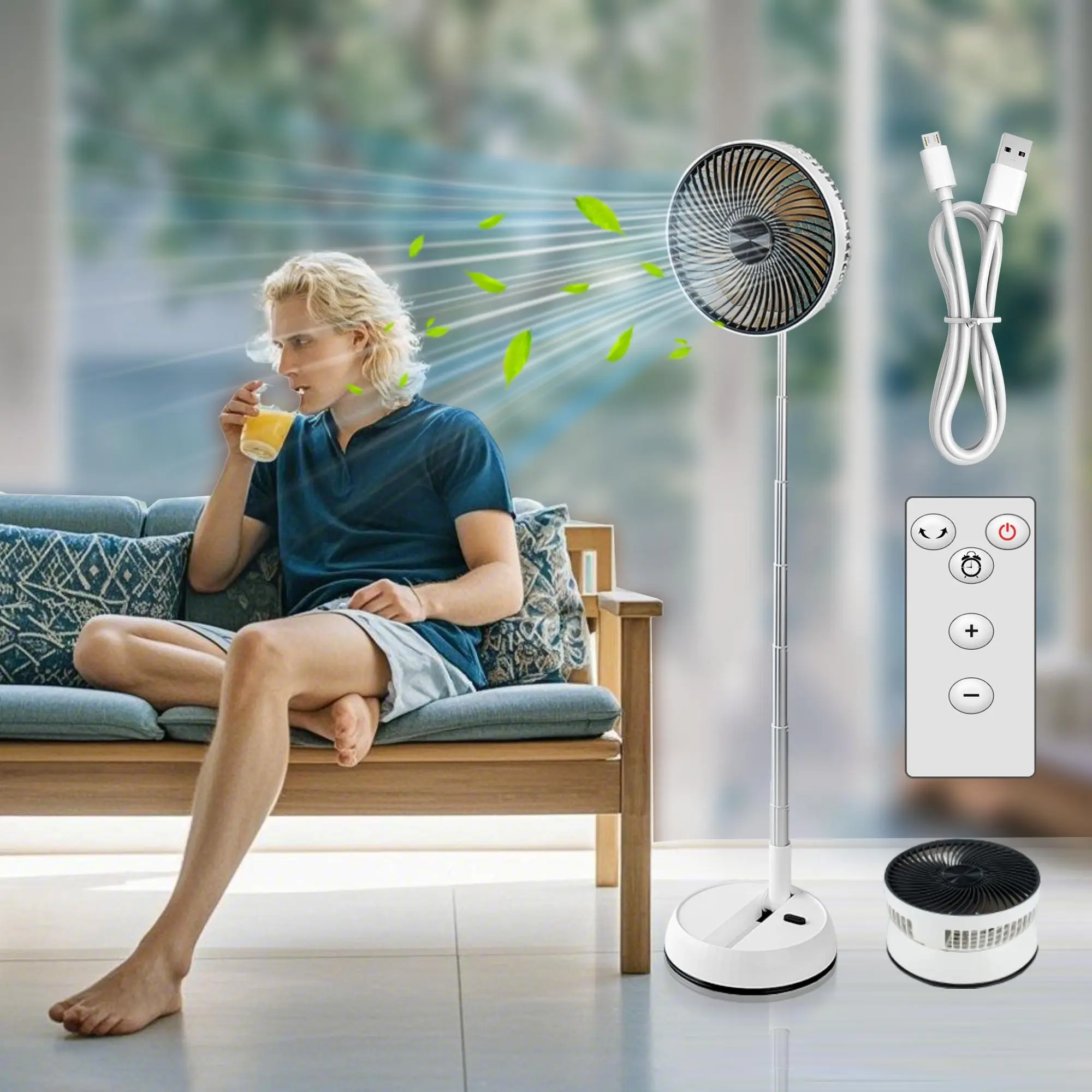 Portable Foldable Standing Fan, USB Rechargeable Fan, Convenient Small Fan, USB Travel Fan, Office Floor Table Desk Fan, Outdoor Fan, Camping Travel Fan, Portable Folding Fan, Lightweight Standing Fan, Personal Fan Rechargeable