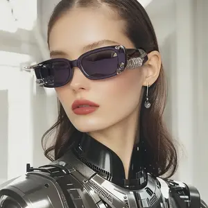 DIY Black Square Narrow-Frame Sunglasses: High-End, Sweet & Cool Party Style with Sun Protection