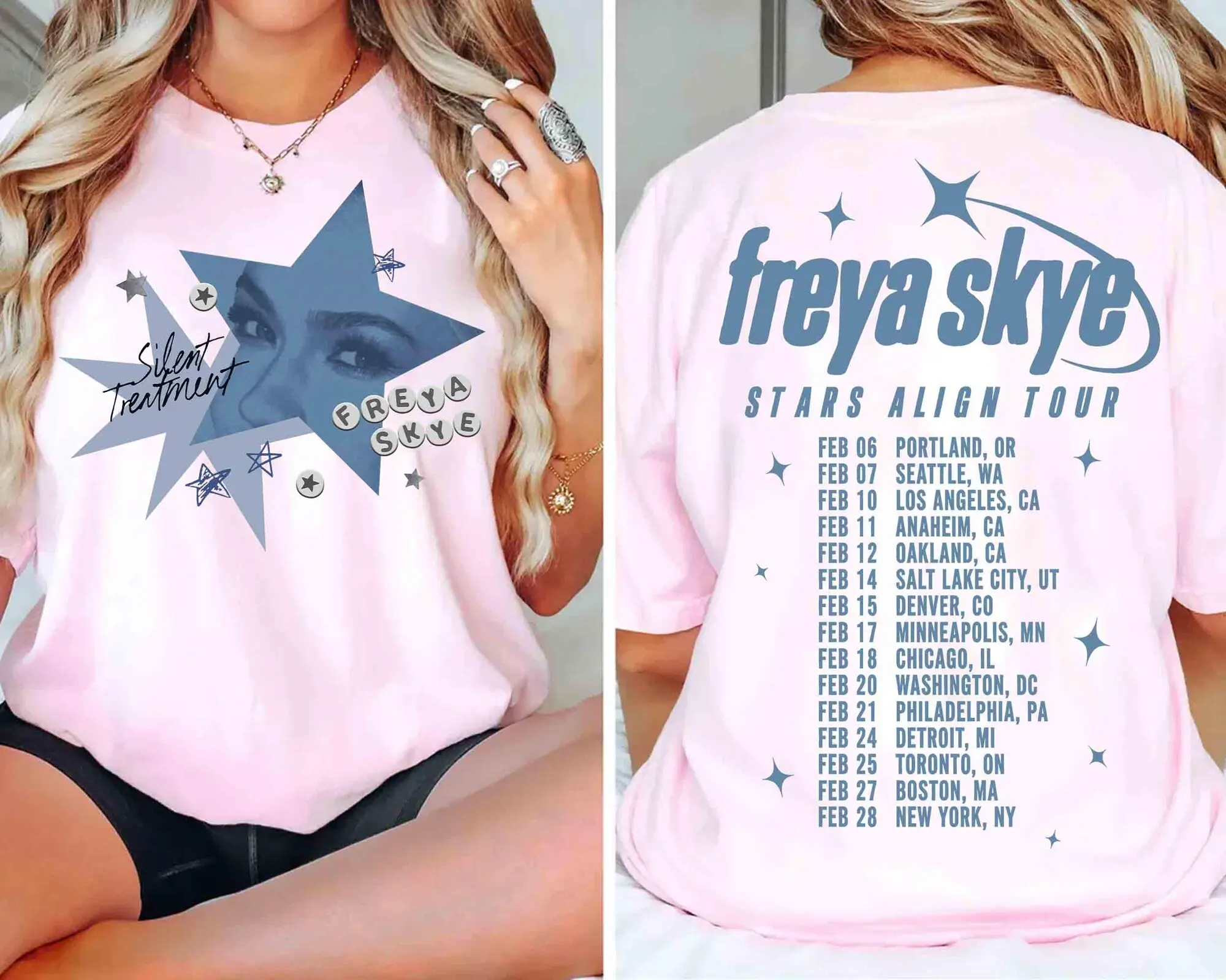 2 Sided d Freya Skye Silent Treatment Shirt, Stars Align Tour 2026