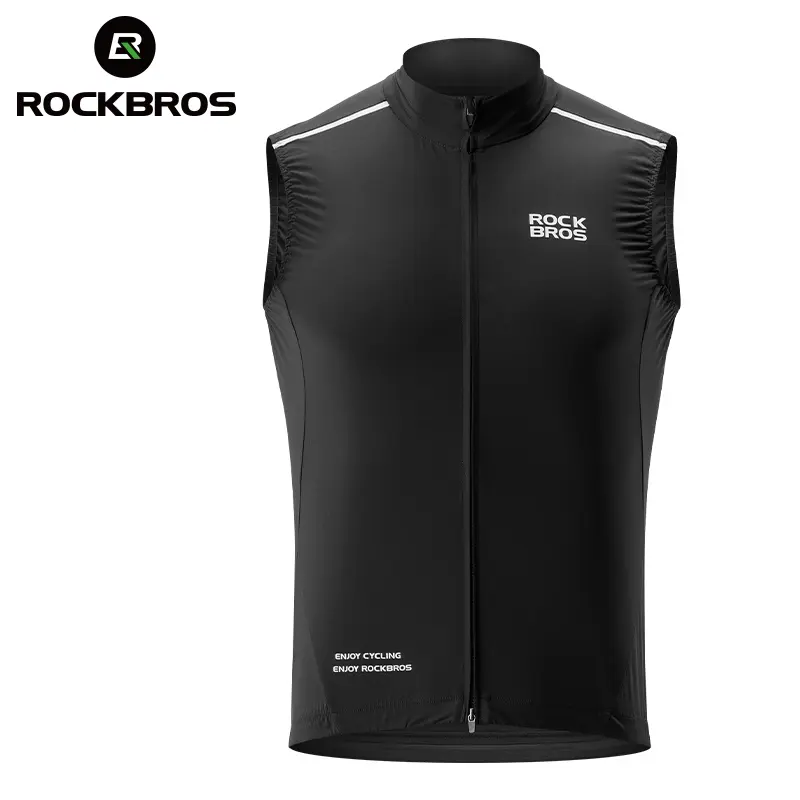 ROCKBROS Lightweight Windproof Breathable Cycling Vest, Unisex Sleeveless Men's Outdoor Sports Vest with Reflective Strips, YKK Zippers, Cycling Jersey Design