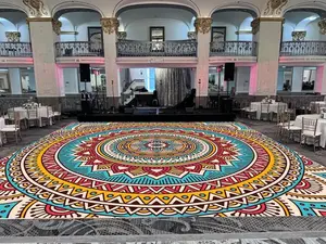 Mandala Sangeet Ceremony Dance Floor Wrap For Wedding - Intricate Design, Removable Gloss Vinyl, Perfect for Indian Weddings, Sangeet, and Mehndi Events