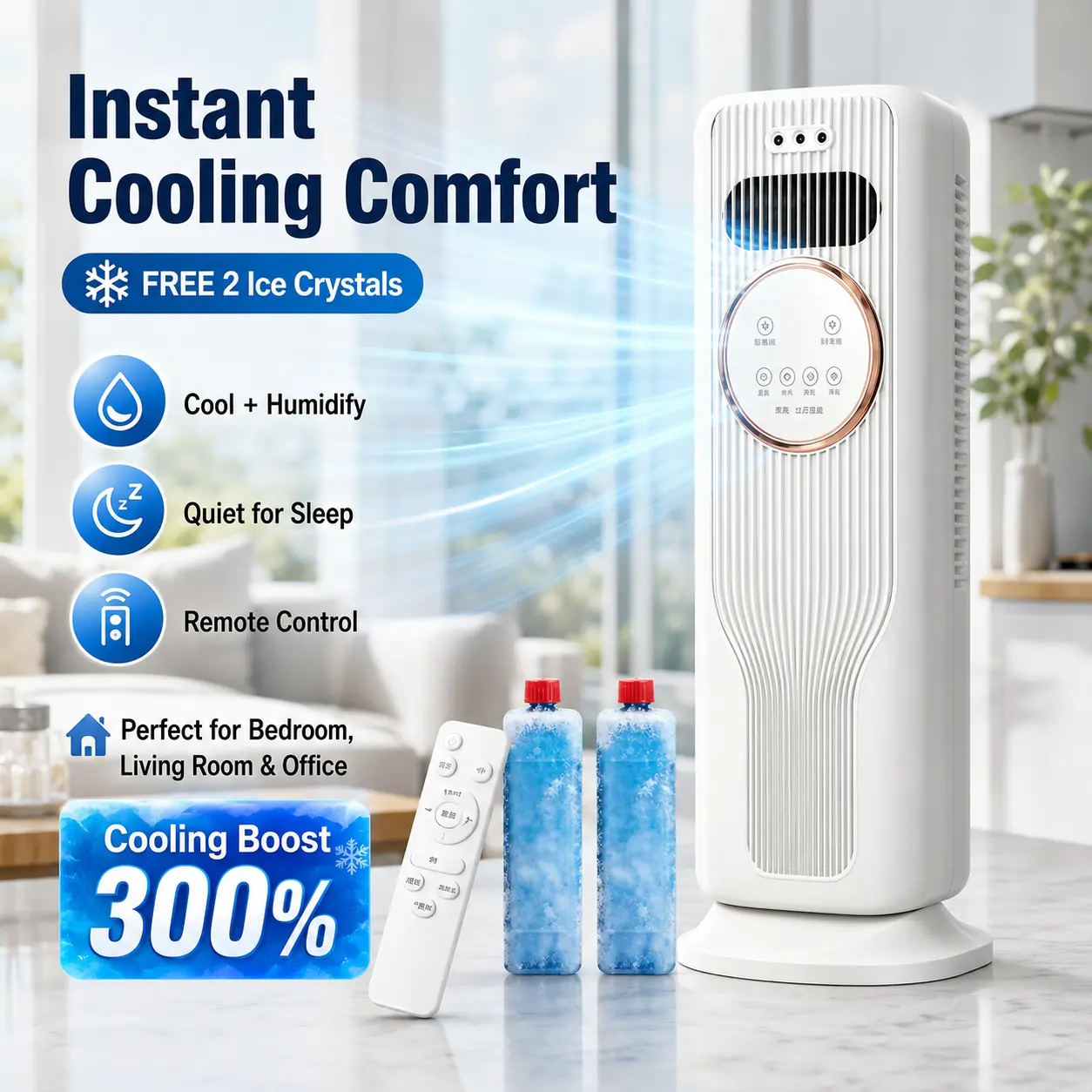 Cool Faster, Breathe Better – 2026 Evaporative Ice Crystal Fan, 2-in-1 Cooling Heater with Mist Humidifier and 2 Free Ice Packs,speed,office,rechargeable,multipurpose,misting,ventilador,handheld,multifunctional,clip,edifi,personal,camping