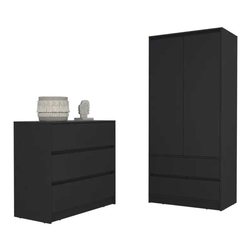 Lewes 2 Piece Bedroom Set Dresser + Armoire Black