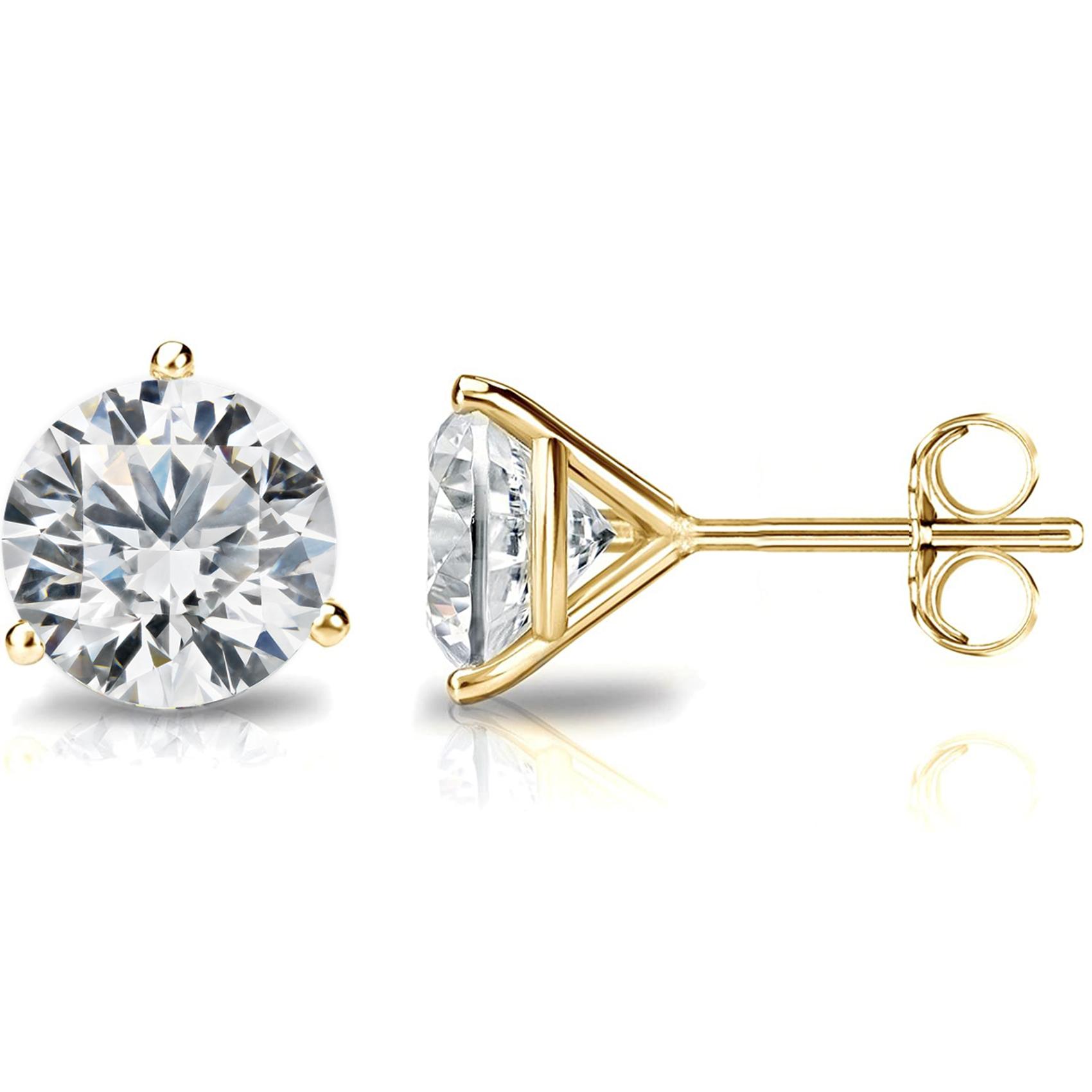 PAVOI 14K Gold Plated Sterling Silver Cubic Zirconia Stud Earrings for Women - Simulated Diamond CZ Earrings