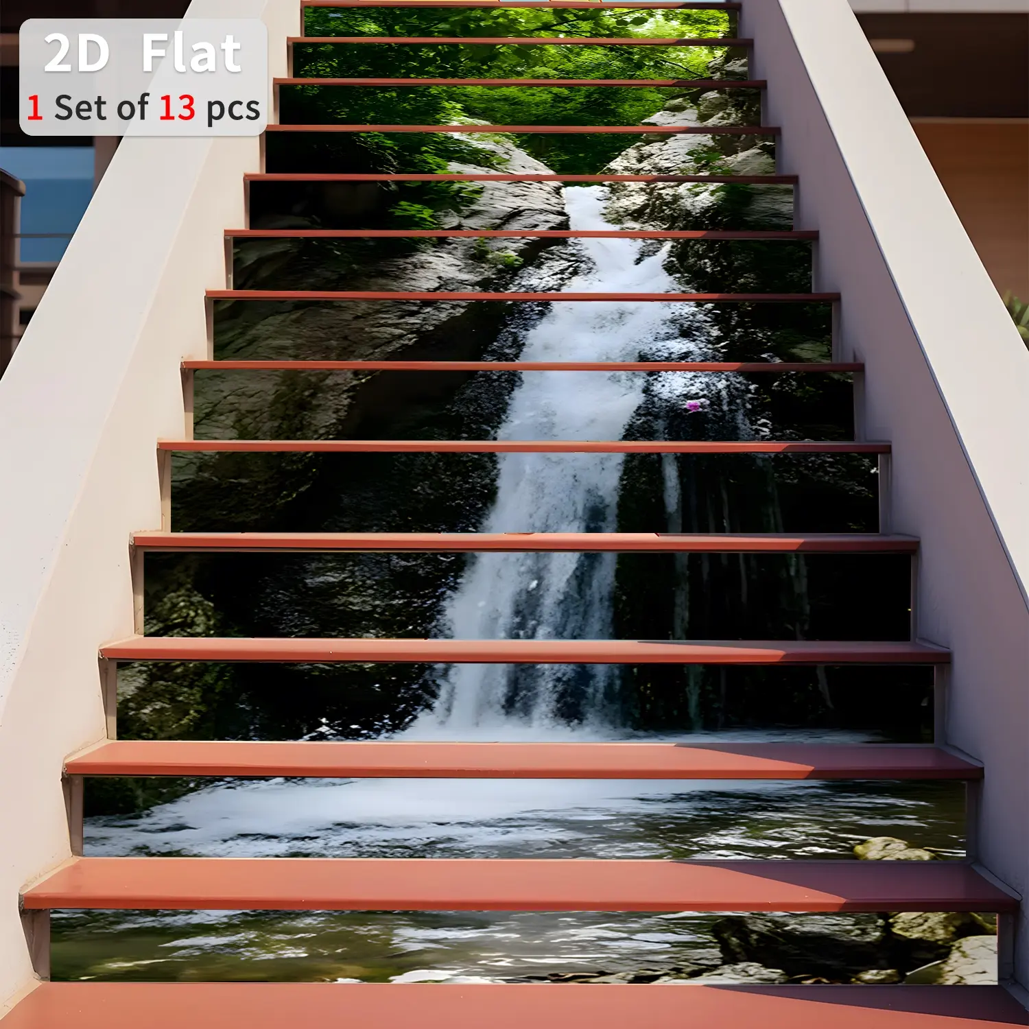 Geometric Pattern Stair Sticker, 13pcs/set Waterproof Self Adhesive Stair Sticker, Removable Decorative Wall Sticker for Home Decor