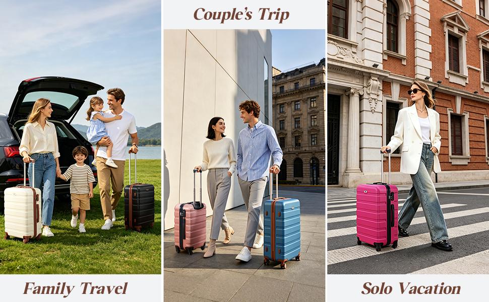 ABS Hardside Luggage Sets (4/6-Piece) - Spinner Wheel Suitcases, Expandable Duffel Bag, Makeup Pouch, Lightweight Durable Travel Bags for Vacation, Business Trips