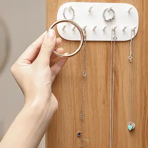 Wall Mounted Jewelry Storage Rack, 1 Count Multifunctional Jewelry Display Rack, Jewelry Organizer for Ring Earring Necklace Watch