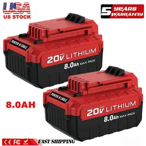 High quality 2-Pack 20V Max PCC685L PCC682L for Porter Cable 20Volt 8.0Ah Battery Lithium-Ion