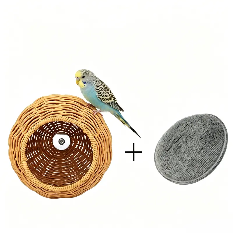 Premium Hand-Woven Imitated Rattan Bird Nest Bed - Bird Cage Accessory, Breeding Box for Small-Medium Parrots, Canaries, Lovebirds, Rustic, Breathable, Durable, Bite-Resistant, Easy-to-Clean, Anti-Corrosive, Hygienic Pet Supply for Daily Sleeping