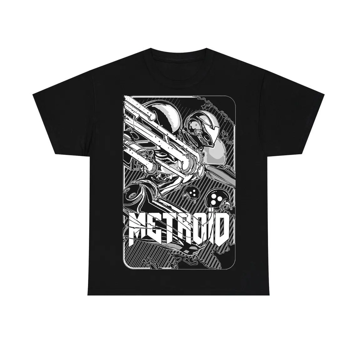 Women's Short-Sleeve Cotton Graphic T-Shirt - Round Neck, Digital Print Metroid Samus Power Armor Space Warrior Design, Metroid Legend Shirt, Normal Type, Fitted, S to 5XL Basics Top