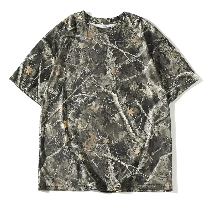 Women's Camouflage Print Round Neck Tee, Casual Short Sleeve Crew Neck T-Shirt for Summer, Fashion Women's Top for Daily Wear, Streetwear