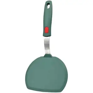 Pancake Spatula Turner for Cooking and Baking- 600F Heat Resistant Rubber Egg Spatulas (Green Round Spatula)