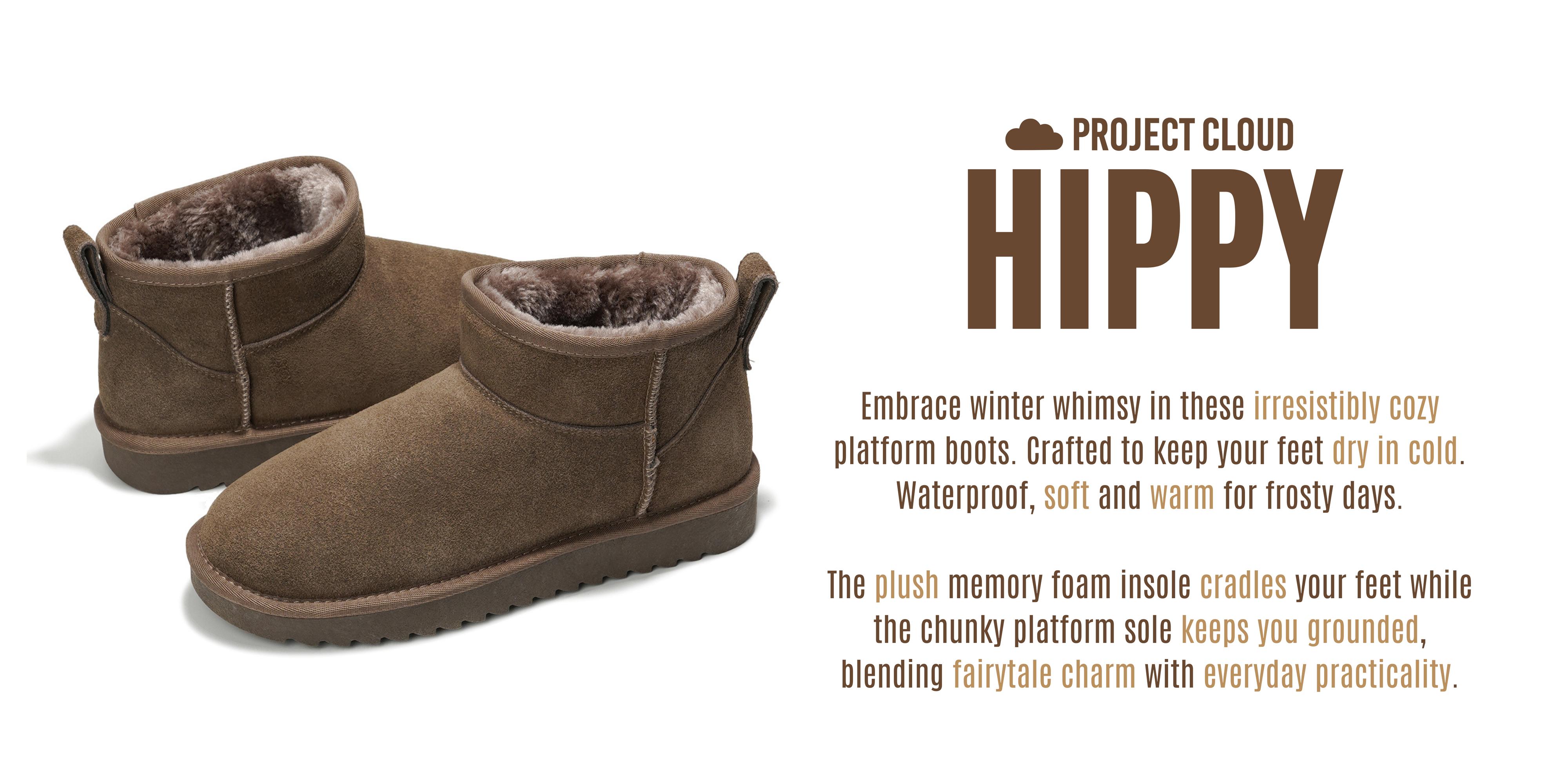 Project Cloud Women's |  100% Genuine Suede Ankle Boots | Water Resistant | ProjectPlush | Lightweight | Non-Slip - Hippy
