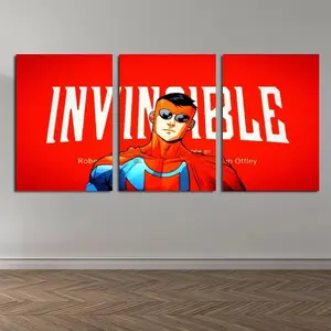 Set of 3 Invincible War Themed Canvas Poster Mark's Universe Variant Art Wall Decor Comic Style Gift for Teens Living Room Bedroom Dorm framed Waterproof Moisture-Proof Desig