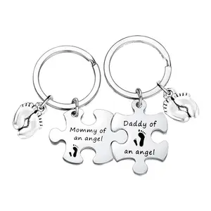 Mommy & Daddy of an Angel Puzzle Keychain – Pregnancy Loss, Miscarriage & Baby Memorial Gift, Sympathy Gift for Loss of Child