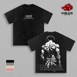 Baki Hanma Anime Gym Tee, 1% Better Every Day Workout Graphic T-Shirt, Vintage Washed Oversized Pump Cover, Heavyweight Cotton Muscle Training Streetwear Shirt, Fitness Tank Unisex Fan Gift Gym Merch
