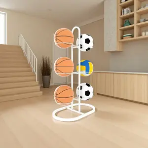 Double-Sided 6-Layer Ball Storage Rack, Holds Up to 6 Balls, Ideal for Sports Equipment Organization, Space-Saving Design