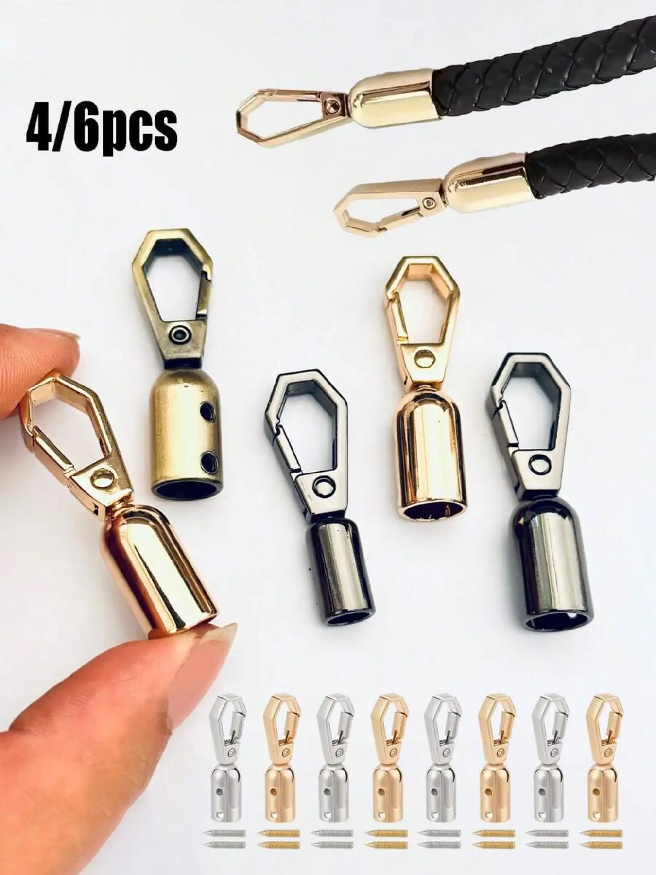 4/6pcs Metal Swivel Spring Snap Hooks - Heavy Duty Lobster Clasps, Bags Hooks, Purse Hooks, Bag Hardware Accessories, Handbag Accessory, Suitable For Keychains, Backpacks, Durable Metal Swivel Clips, For DIY Craft Projects, Bag Repair, Cord Ends