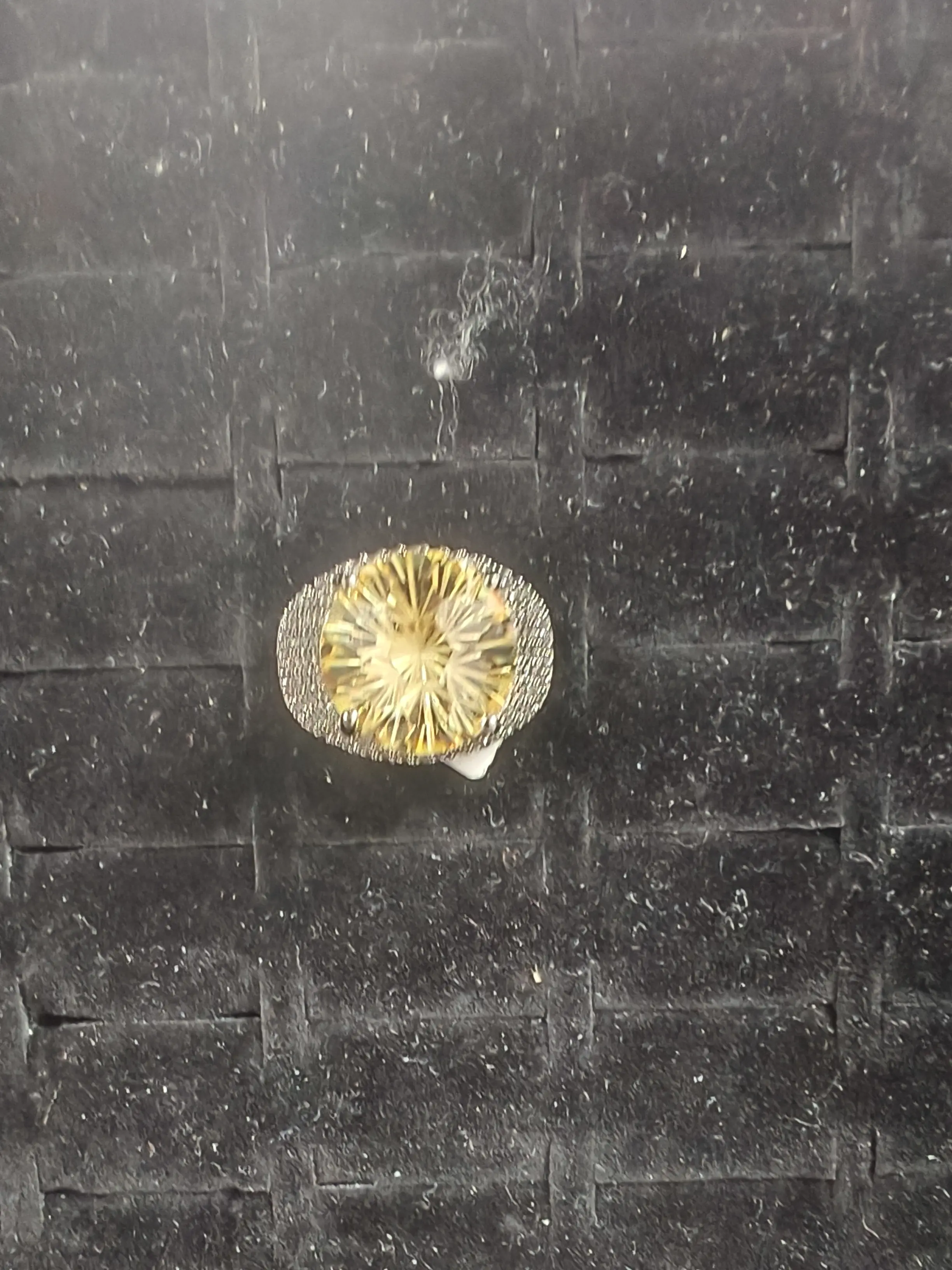 Mira(10358)gc.Look at this beautiful natural citrine ring! Large star-cut citrine, super sparkly, textured 925 silver band. Adjustable size, perfect for you!