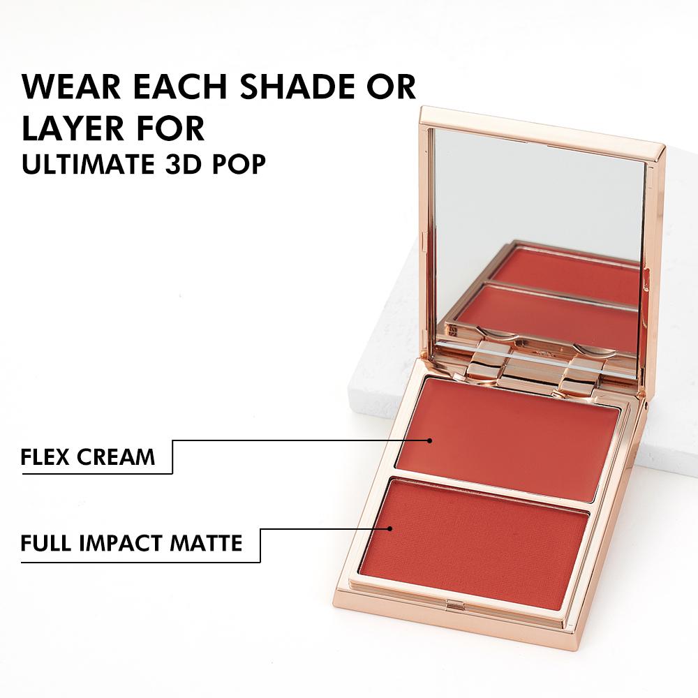 PHOFAY Dual-Texture Cream & Matte Blush Palette, GlowPeach Cheek Makeup Cosmetic Gifts, Contour & Highlight Face for a 3D Pop Finish