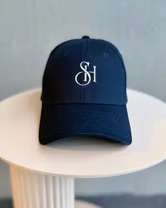 SH™ Monogram Hat - Navy Blue Structured Cotton Twill with Adjustable Fit & Curved Brim - Minimal Luxury Style