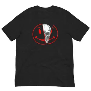 Don't Let The Smile Fool Ya Unisex t-shirt, Smiley Face, skull graphic tshirt