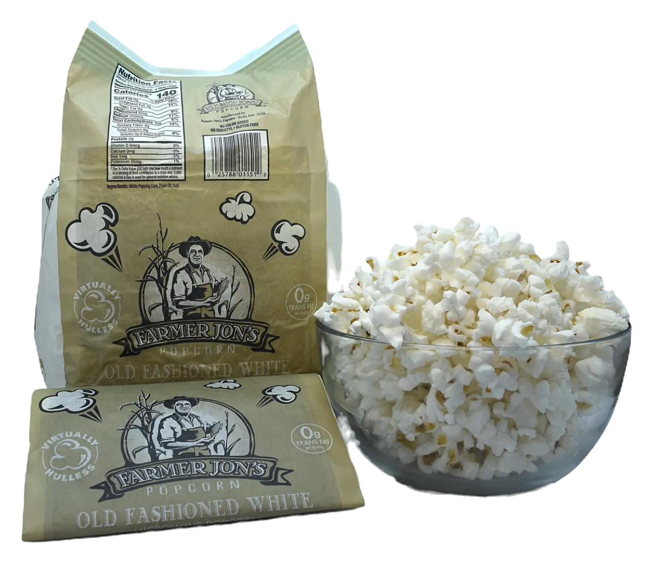 Old Fashioned White - 30 Count Microwave Popcorn 3.5oz Bags, Farmer Jon's Popcorn