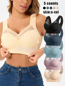 5 PCS Women's Wireless Sports Bra - Sports Bra for Women, Non-Padded, Wire-Free, Unlined, Seamless, Breathable, Valentine's Day Selection, Suitable for Daily Wear