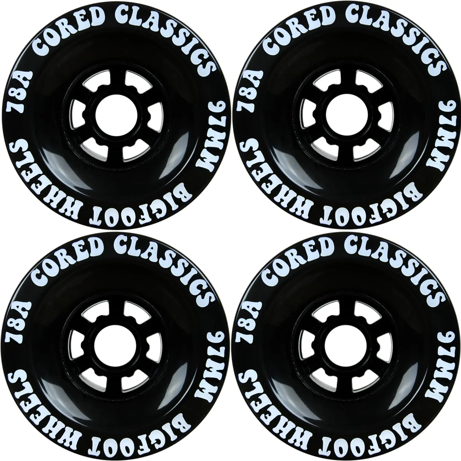 Bigfoot Longboard Wheels - 97mm 78a Cored Classics Black