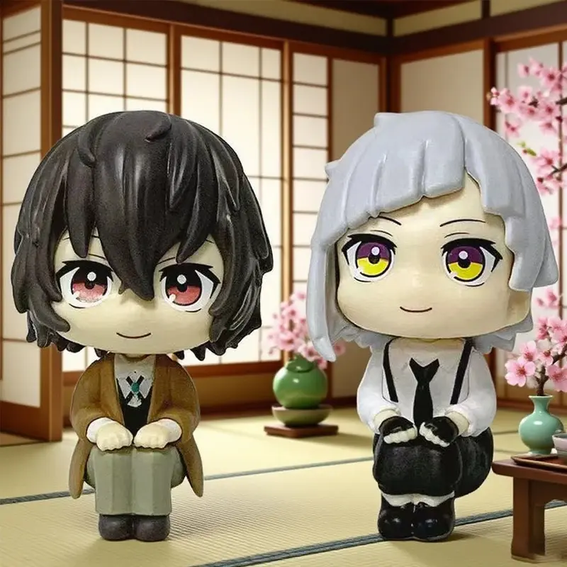 10cm Bungou Stray Dogs Anime Figure Look Up Nakajima Atsushi Action Figure Q Version Dazai Osamu Figurine PVC Collection Toys