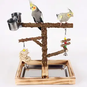 Wooden Bird Toy, Bird Perch with Detachable Tray, Bird Toy for Cage, Parrot Toy, Pet Supplies for Birds, Parrots, Cockatiels, Lovebirds