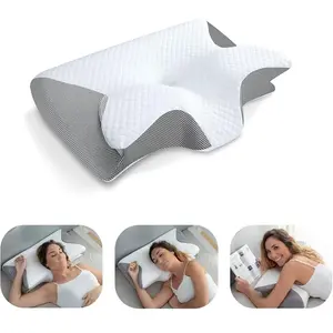 Memory Foam Cervical Pillow, 2 in 1 Ergonomic Contour Orthopedic Pillow for Neck Pain, Contoured Support Pillows,Neck Pillow NONE