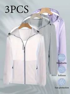 Men's Nylon Sun Protection Jacket Set, Breathable Hooded Quick-Dry Lightweight Outdoor Coat, Ultra-Thin Summer Skin Outerwear