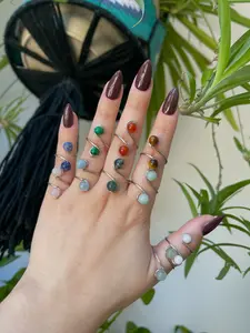 Adjustable Wire Wrapped Crystal Ring