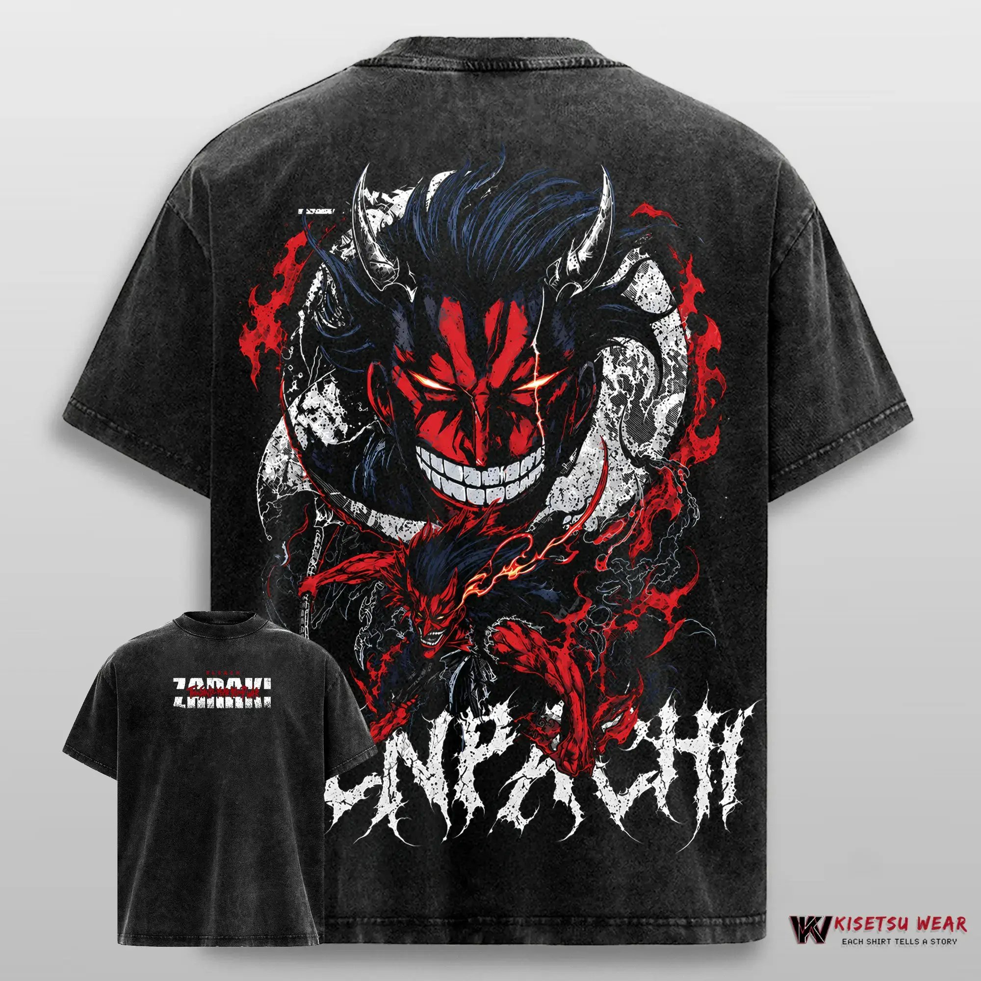 Kenpachi Zaraki Bleach TYBW Vintage Washed Shirt Anime Graphic Tee Oversized Streetwear Gift for Bleach Fans
