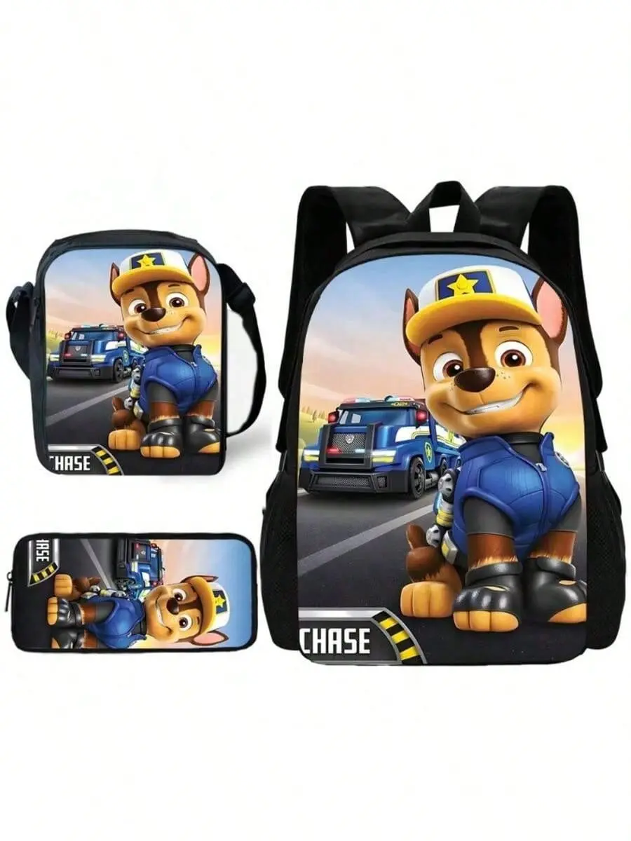 3pcs Wangwang Agents Team Fashion Ladies Boy's Backpack, With Lunch Bag, Pencil Bag, Go Out For A Tour, Indoor Office, Giving Friends The