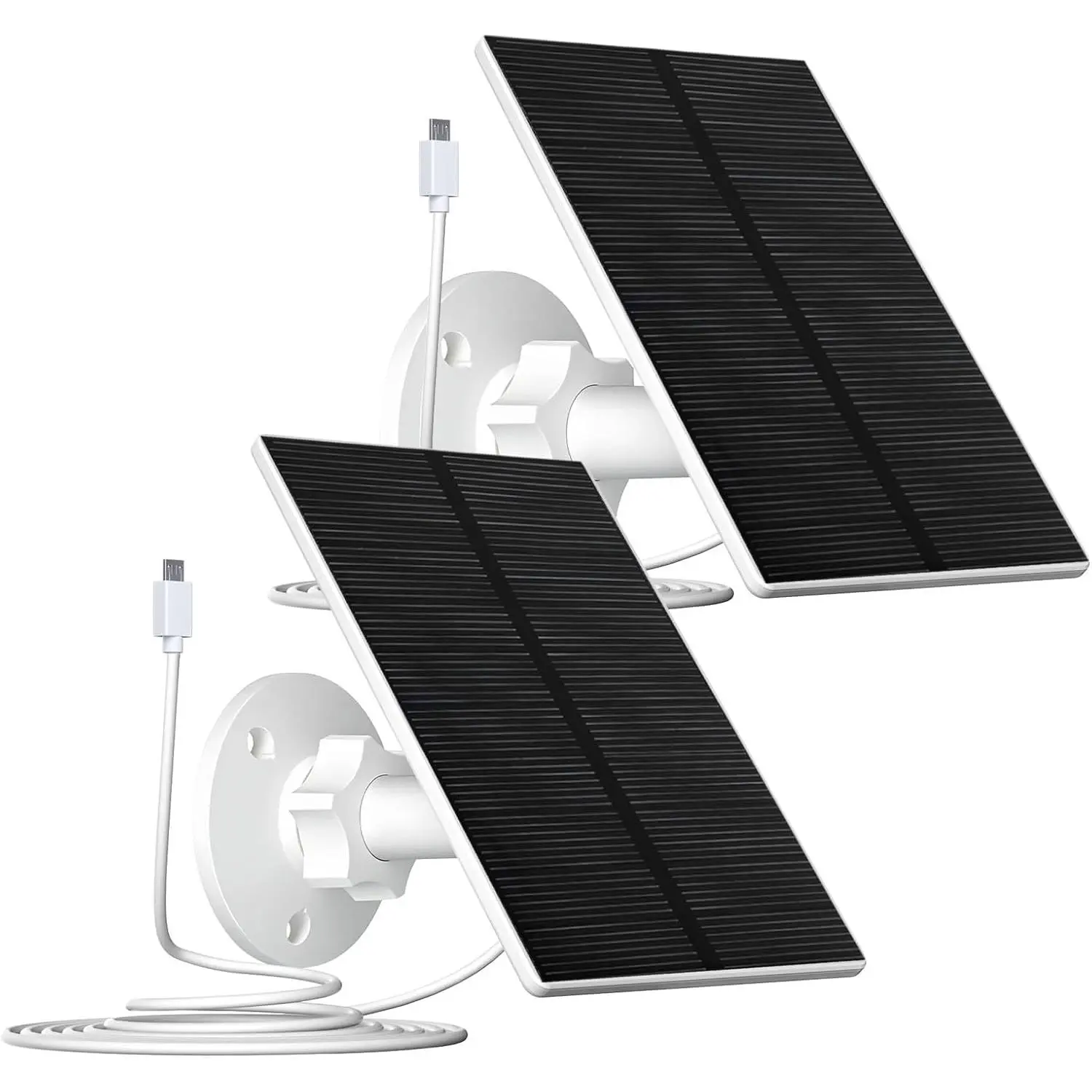 2W Solar Panel for  Camera, Solar Panel Charger with  USB & USB-C Port for Rechargeable   Camera, USB Solar Panel with 360? Adjustable  Mount (2 Pack)