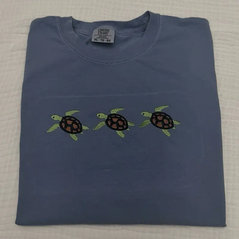 Cute sea turtles embroidered summer spring comfort colors shirt/  comfort colors tee/ sea turtle embroidered shirt