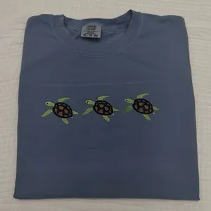 Cute sea turtles embroidered summer spring comfort colors shirt/  comfort colors tee/ sea turtle embroidered shirt