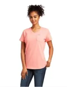 10039432 Women's Rebar Cotton Strong V-Neck T-Shirt