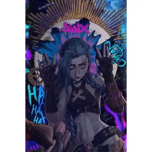 Jinx Arc4ne Unframed Poster - League of Legends Chaos and Graffiti Style Highlighting Her Madness poster Decor Photo wall decor Artwork Hand Print Tape