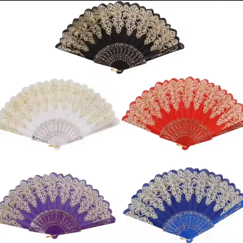 12pcs Hand Fans Recuerdos Para Quinceañera y Boda Cumpleaños Aniversario Abanicos de Mano Handfans Wedding Sweet 16 Party Favors Floral Design Gift Decor Decorative, Cooling, One-Sided