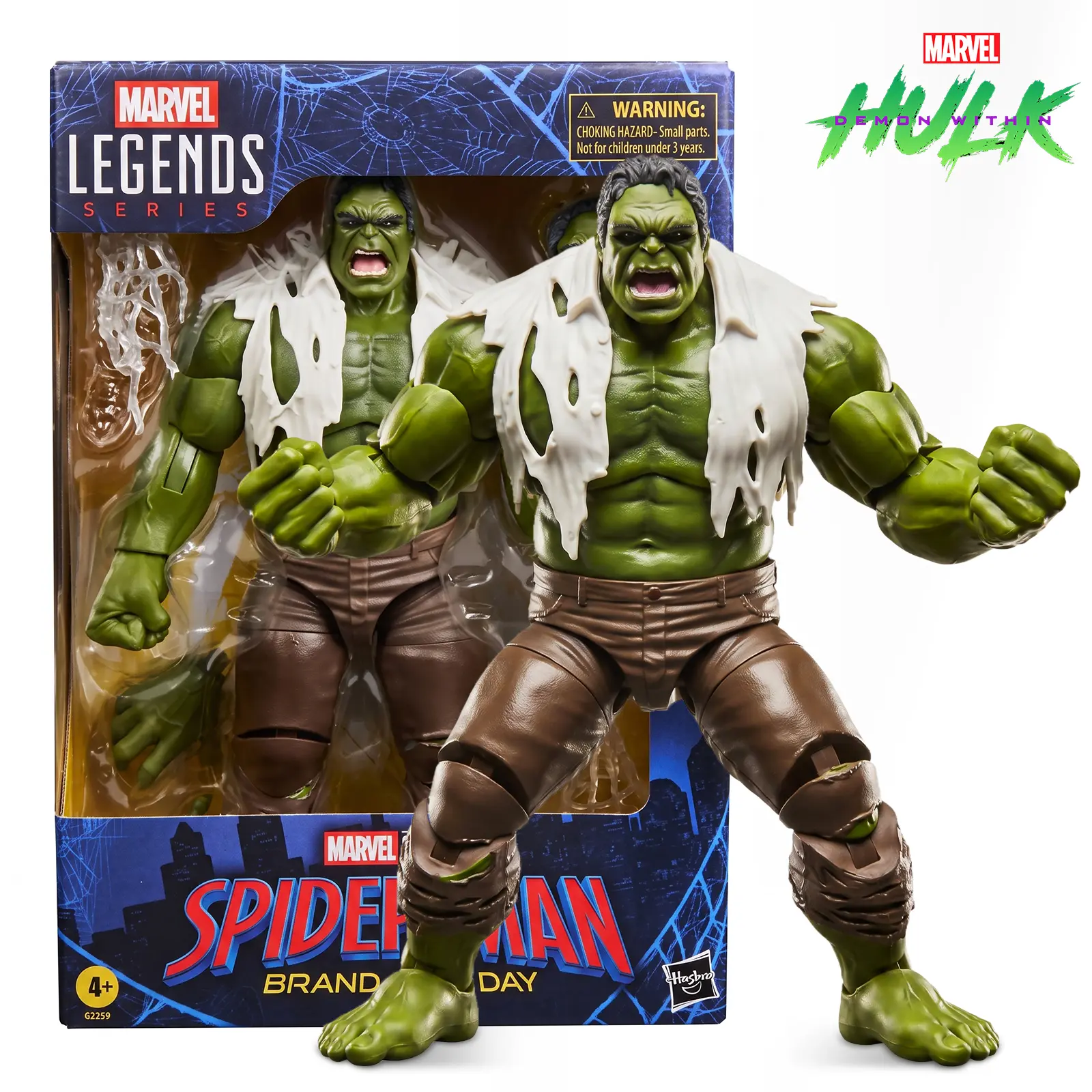Marvel Spider-Man: Brand New Day Hulk Action Figure, 6-Inch-Scale Articulated Collectible with Alternate Head, Hands, and Web Effects