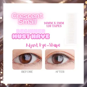 The Natural Crease PRO+ Slim Crescent - Truly Invisible Matte Eyelid Adjustment Tapes - 16MM x 2MM - 120 Tapes - Beginner Must Have - Adjust Eye Shape - Eyeshadow - Waterproof Adhesive Kit