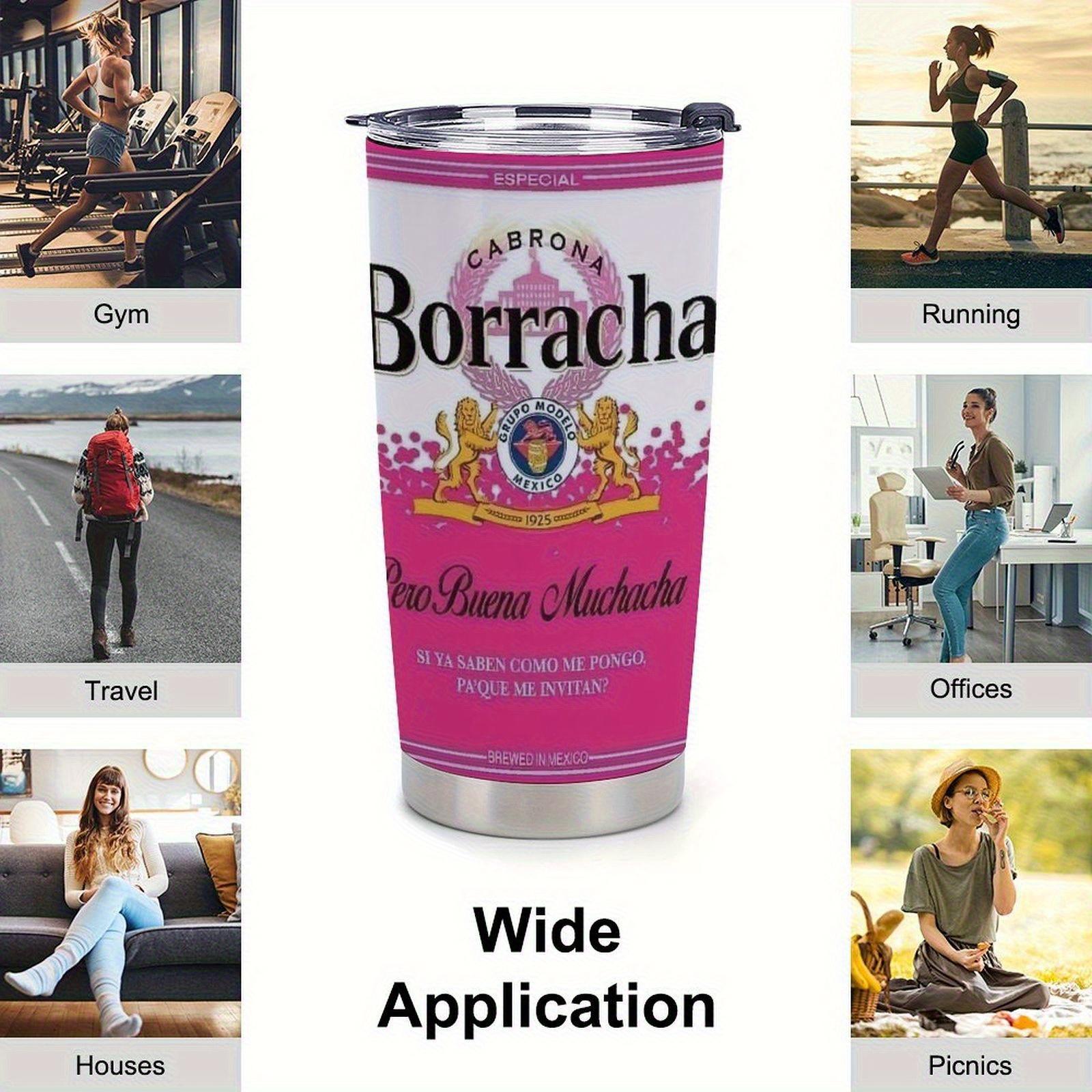 1pc a 20Oz Stainless Steel Tumbler Featuring a Cabrada Borracha Design, Built to Last, Leak-Resistant, Easy to Clean, And Perfect for Outdoor Adventures, Sports, And Everyday Hydration. A Fashionable Travel Cup And Sturdy Drinkware Flasks