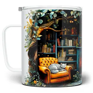 LOFTIPOP Cozy Forest Book Library Mug, Magical Fantasy Nature Bookshelf Cup, Bookish Gifts, Designed and Printed in the USA by Loftipop