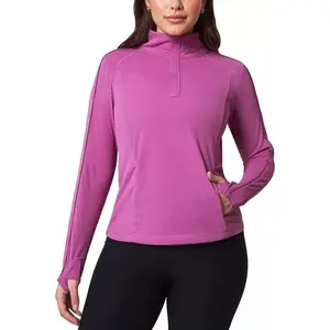 Mondetta Woman Quarter-Zip Top Athletic Pullover Lightweight Activewear Shirt Purple