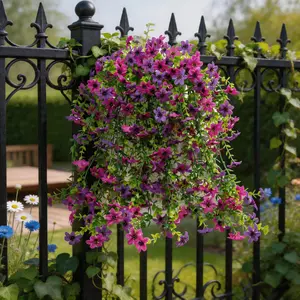 6-Pack Outdoor Artificial Hanging Six Ear Orchid Flowers, Bright Long-Lasting Colors, Indoor & Outdoor Decoration, Perfect for Gardens & Window Sills